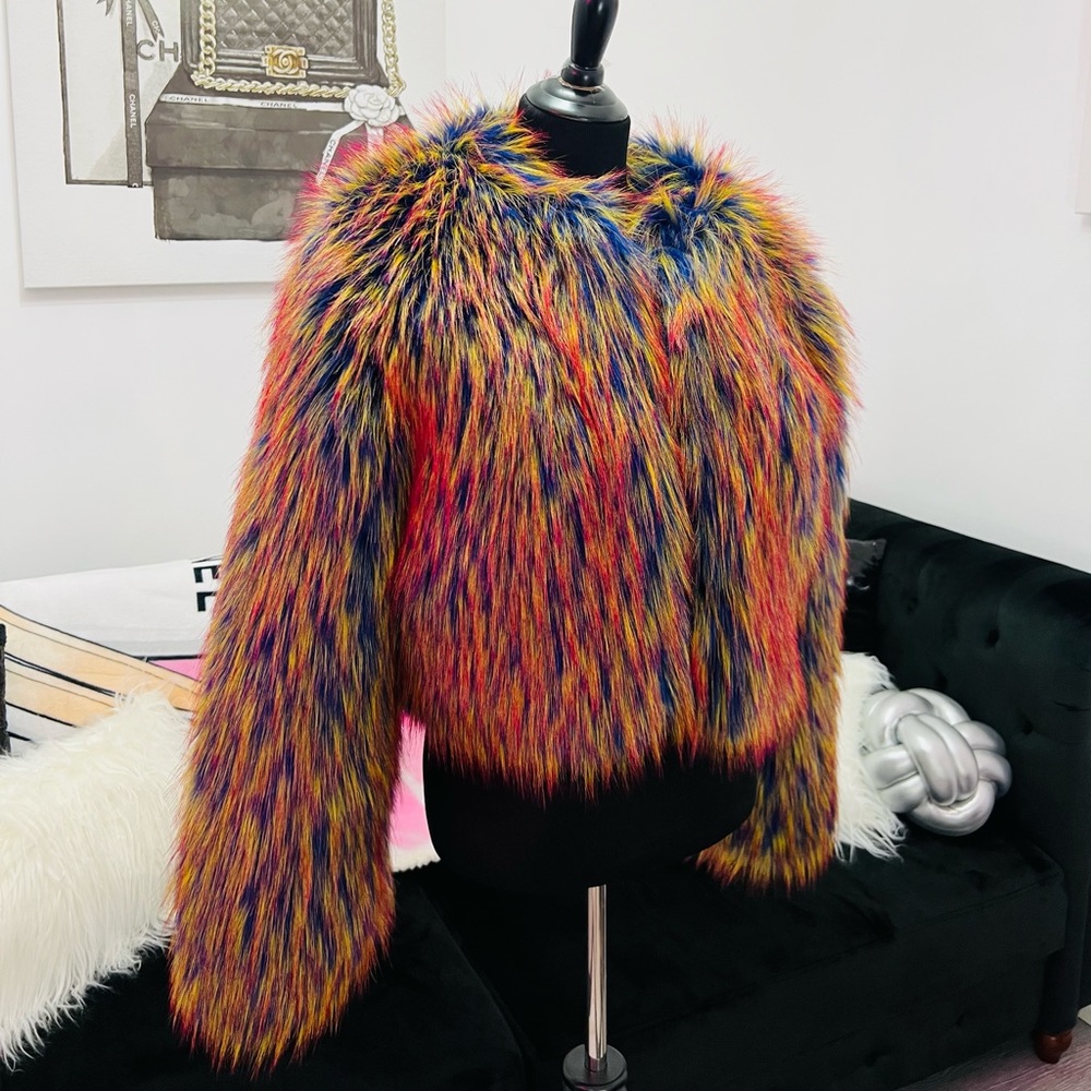 Multicolor Fur Coat